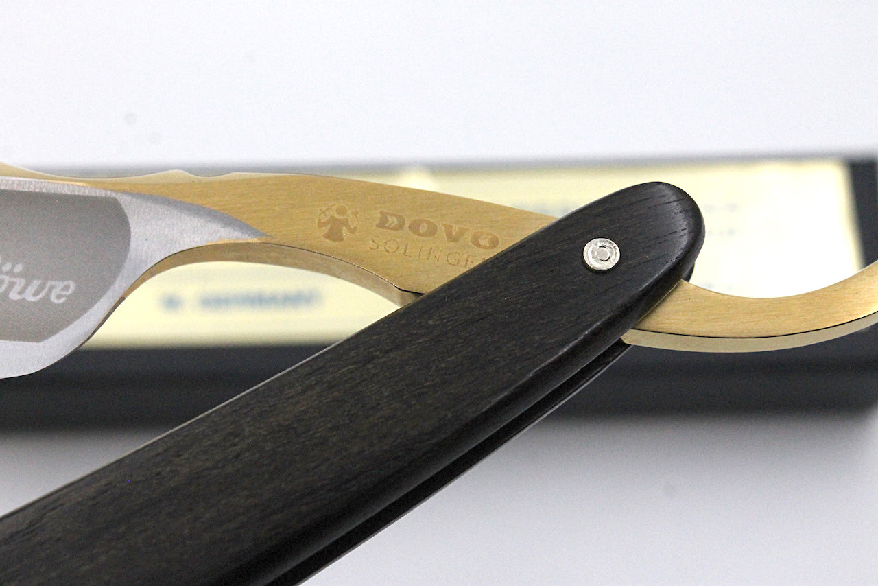 Dovo "Bergischer Lowe" Ebony Wood Handle 6/8 Full Hollow Solingen Straight Razor