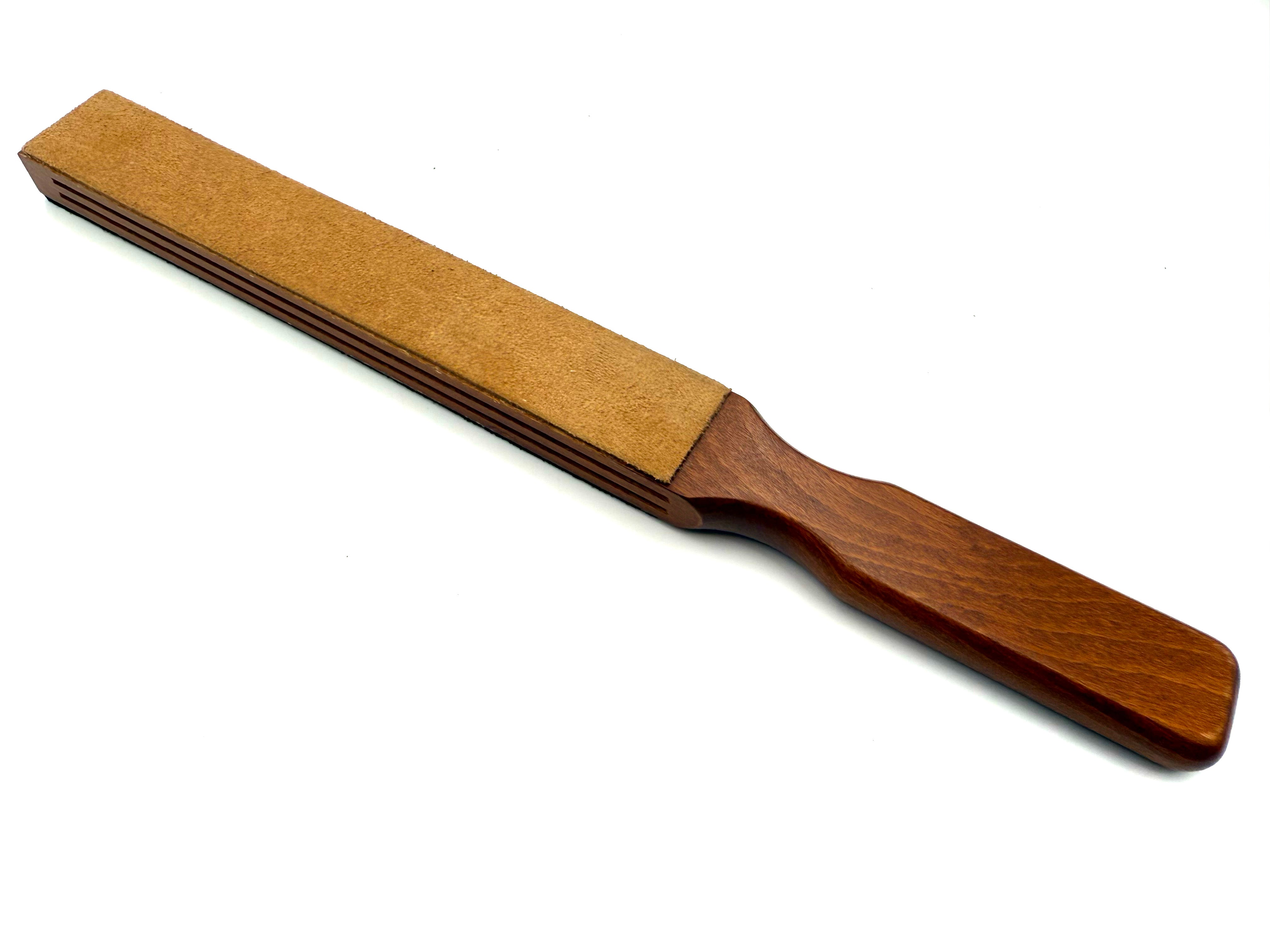 Thiers Issard Wooden Double Sided Leather Paddle Strop with spring cuts