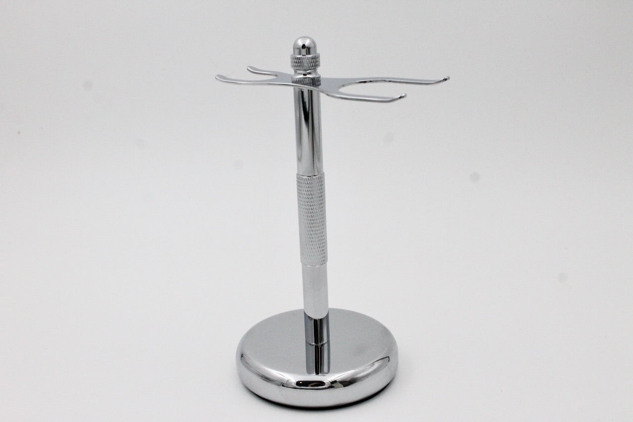 PureBadger Collection Chrome Shaving Stand for Shaving Brush & Double Edge Safety Razor