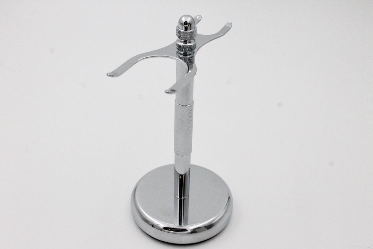 PureBadger Collection Chrome Shaving Stand for Shaving Brush & Double Edge Safety Razor