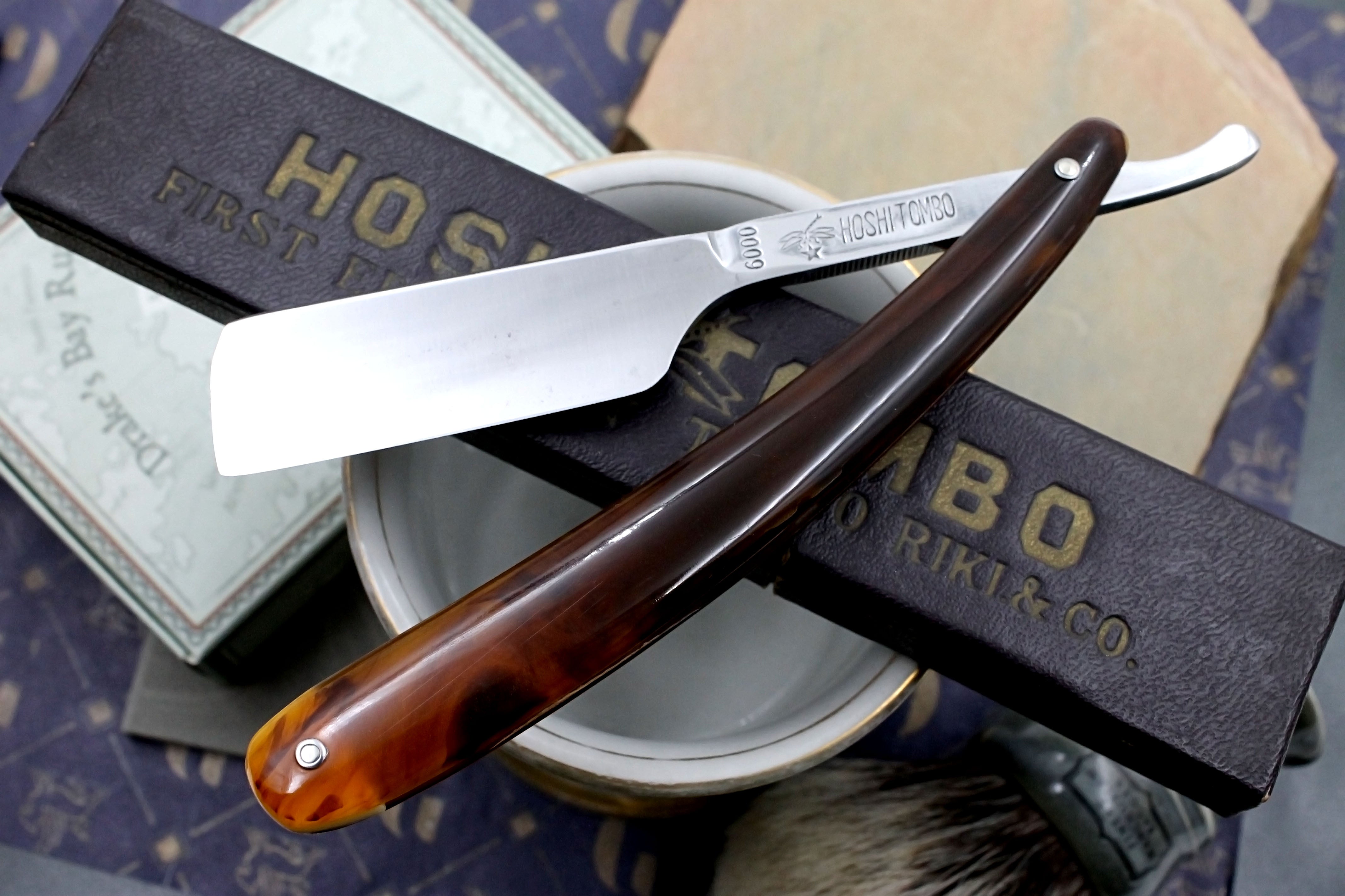 Hoshi Tombo 6000 - Excellent 6/8 Vintage Japanese Straight Razor - Shave Ready