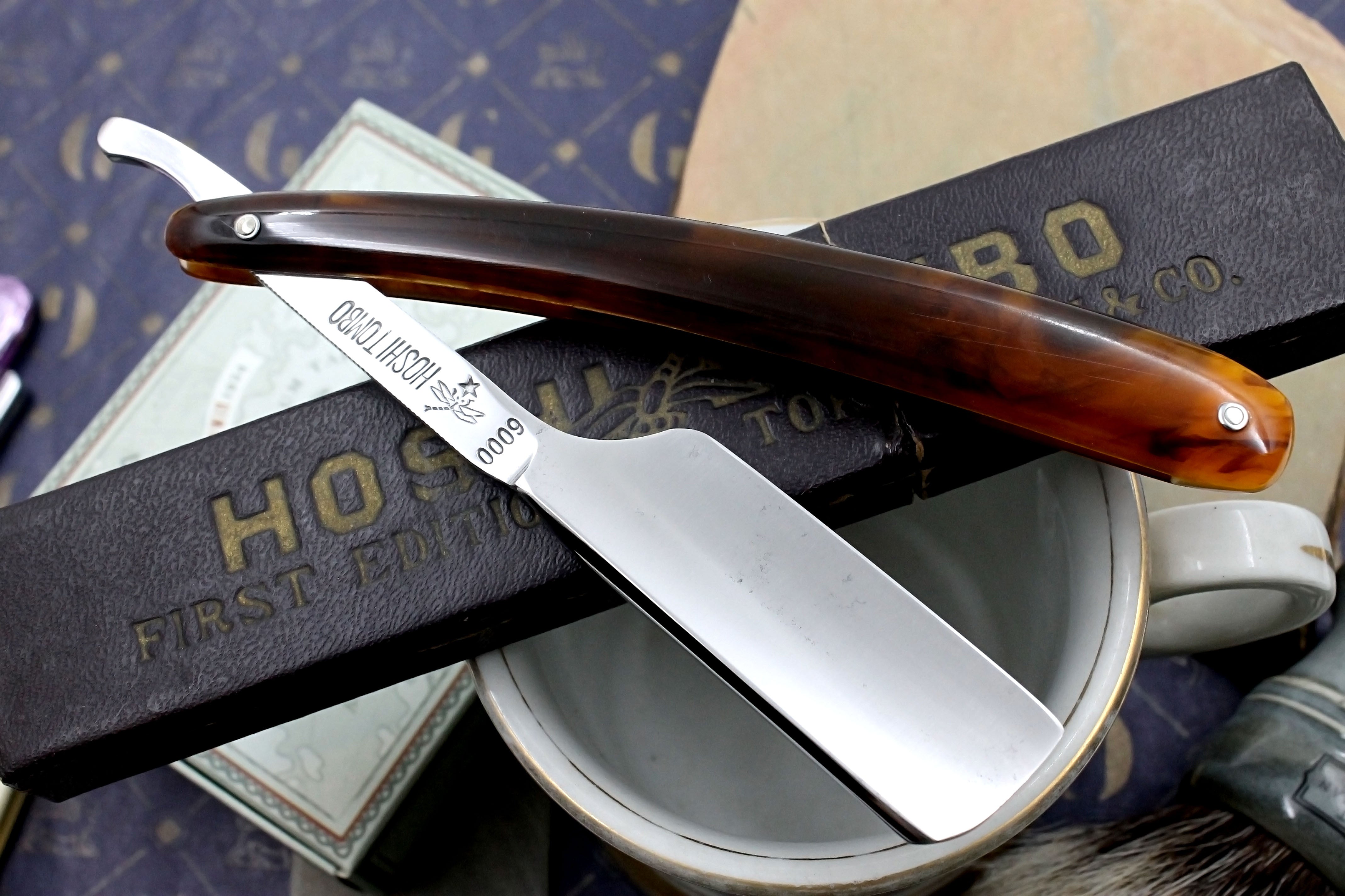 Hoshi Tombo 6000 - Excellent 6/8 Vintage Japanese Straight Razor - Shave Ready