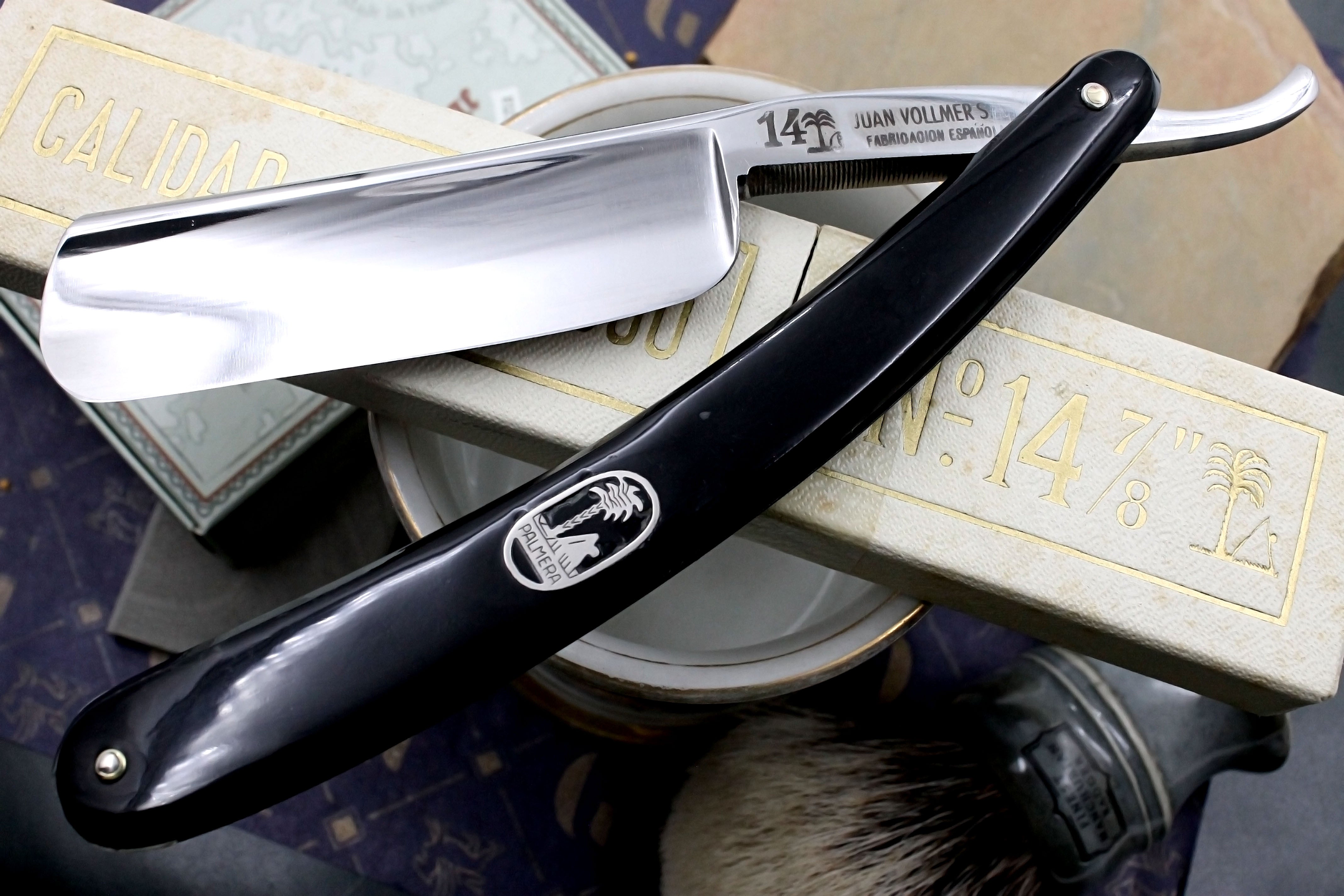 Juan Volmer PALMERA No. 14 - RARE  15/16 Full Hollow Blade - Near Pristine Vintage Spanish Straight Razor - Shave Ready