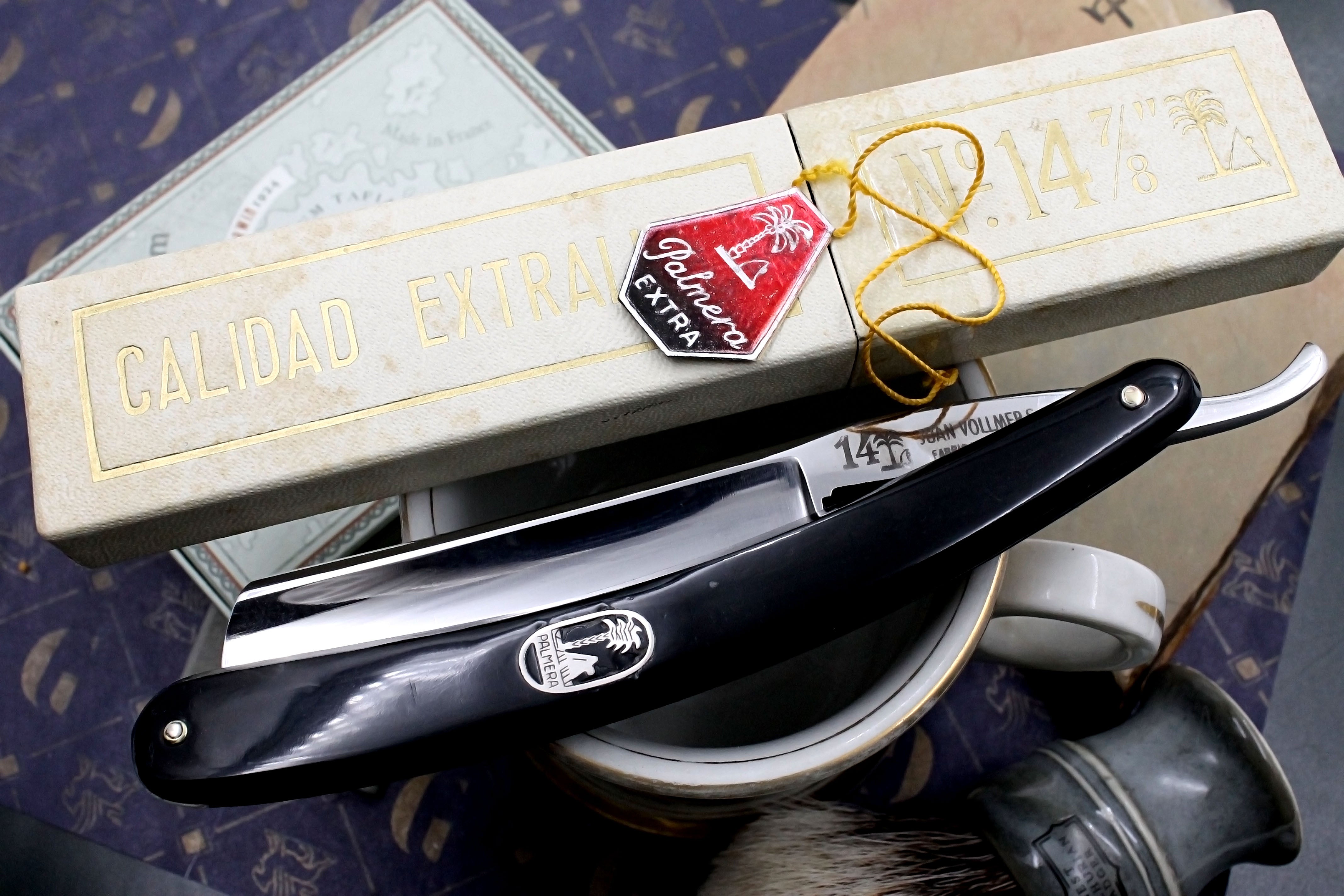 Juan Volmer PALMERA No. 14 - RARE  15/16 Full Hollow Blade - Near Pristine Vintage Spanish Straight Razor - Shave Ready