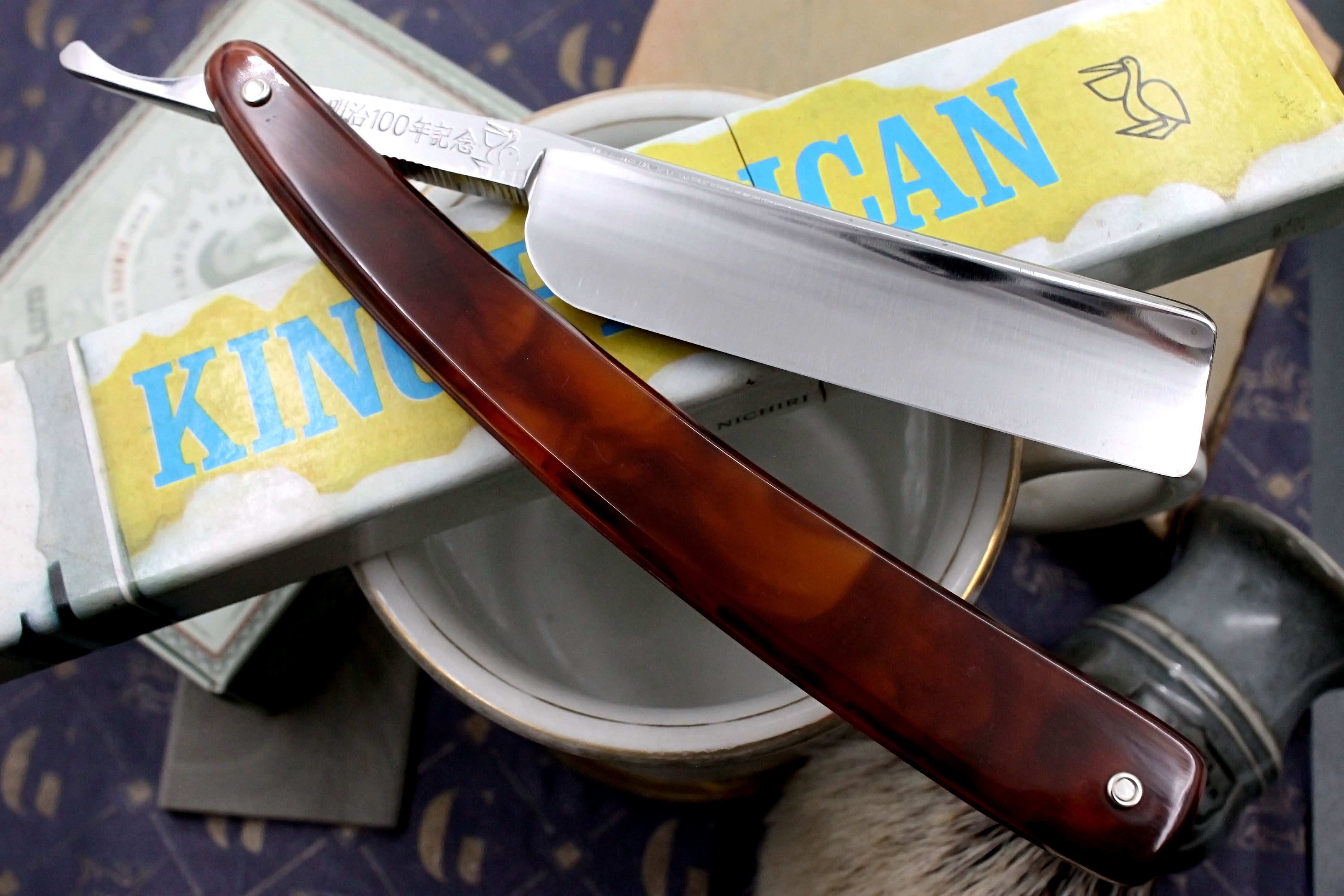 King Pelican No. 15 - 6/8 Half Hollow Blade Near Mint - Vintage Japanese Straight Razor - Shave Ready