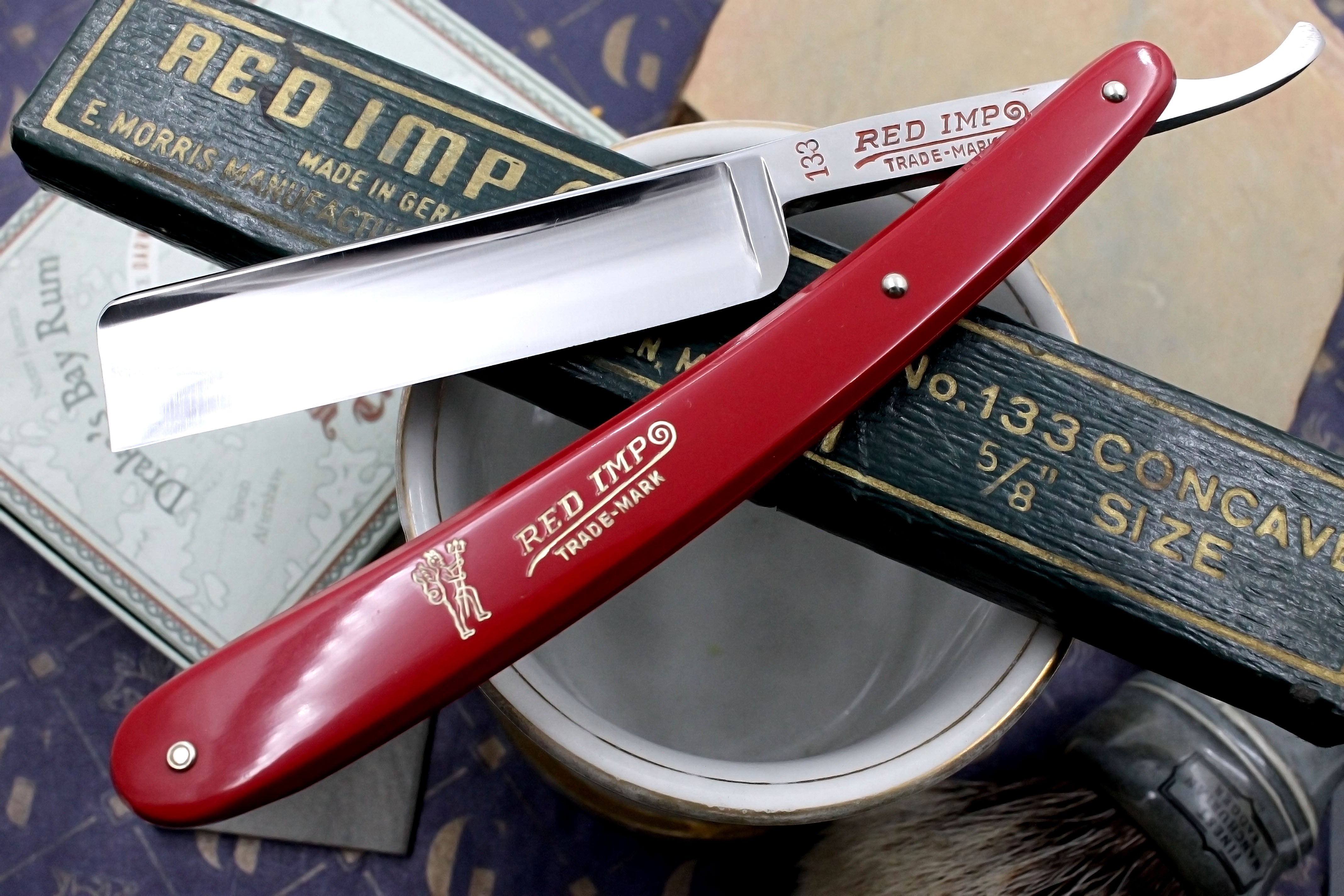 Morris Mfg. Co. - Pristine 11/16 "Red Imp" No.133 Full Hollow Blade - Solingen Straight Razor - Shave Ready