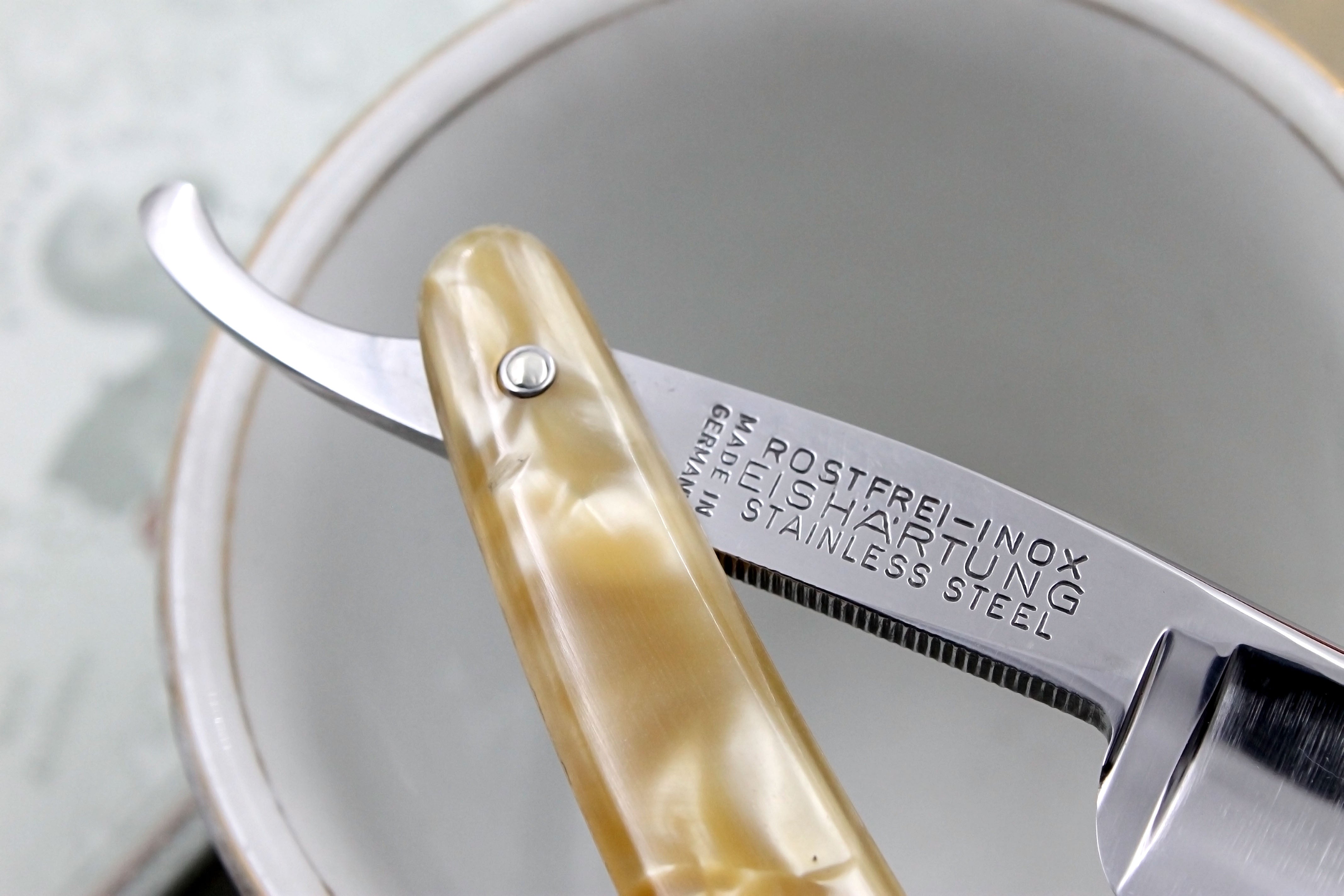 Schulkze Inox Stainless 6/8 - Full Hollow Blade Restored - Solingen Vintage Straight Razor - Shave Ready