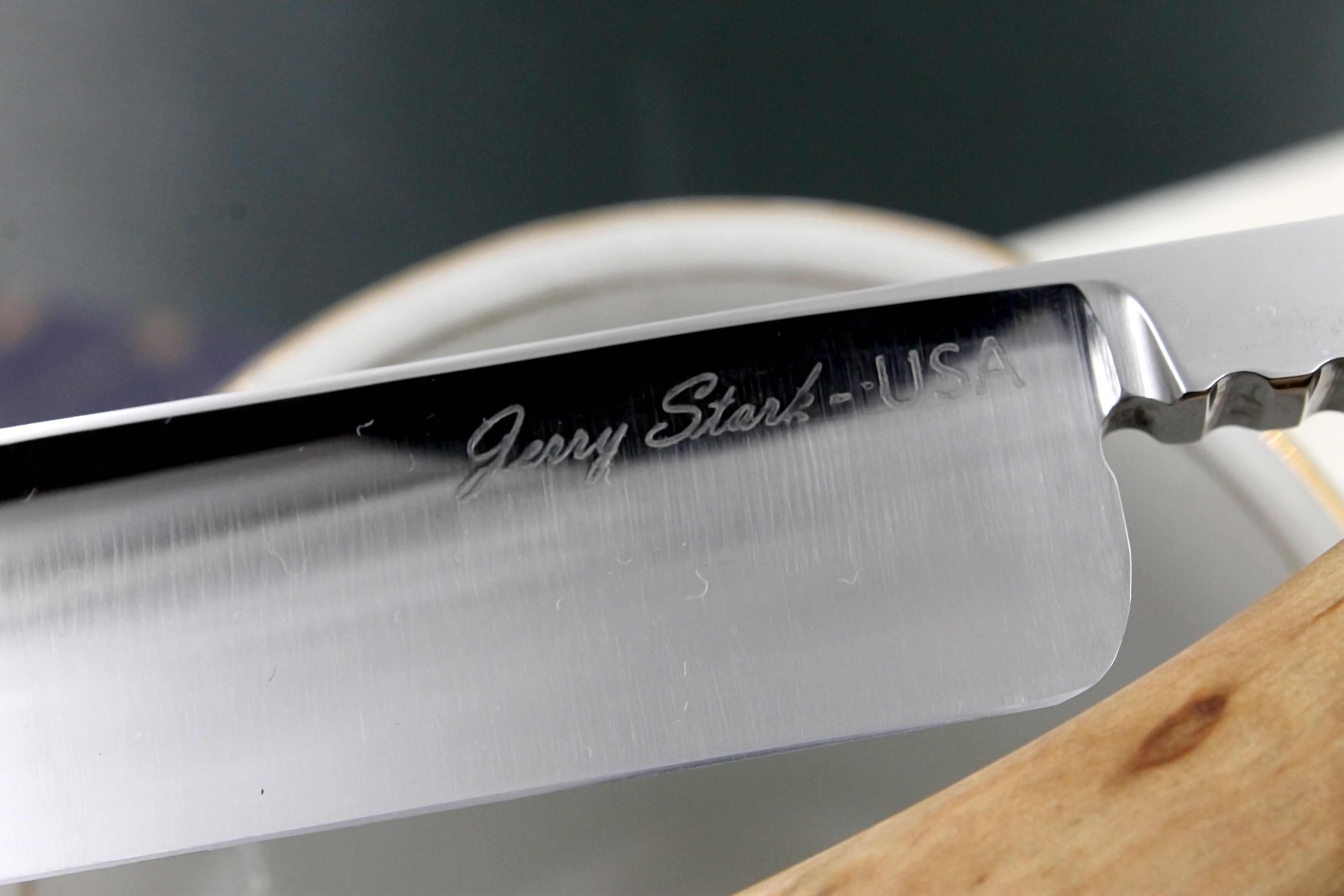 Jerry Stark 7/8 with Masur Birch Scales - Preowned Custom Straight Razor - Shave Ready