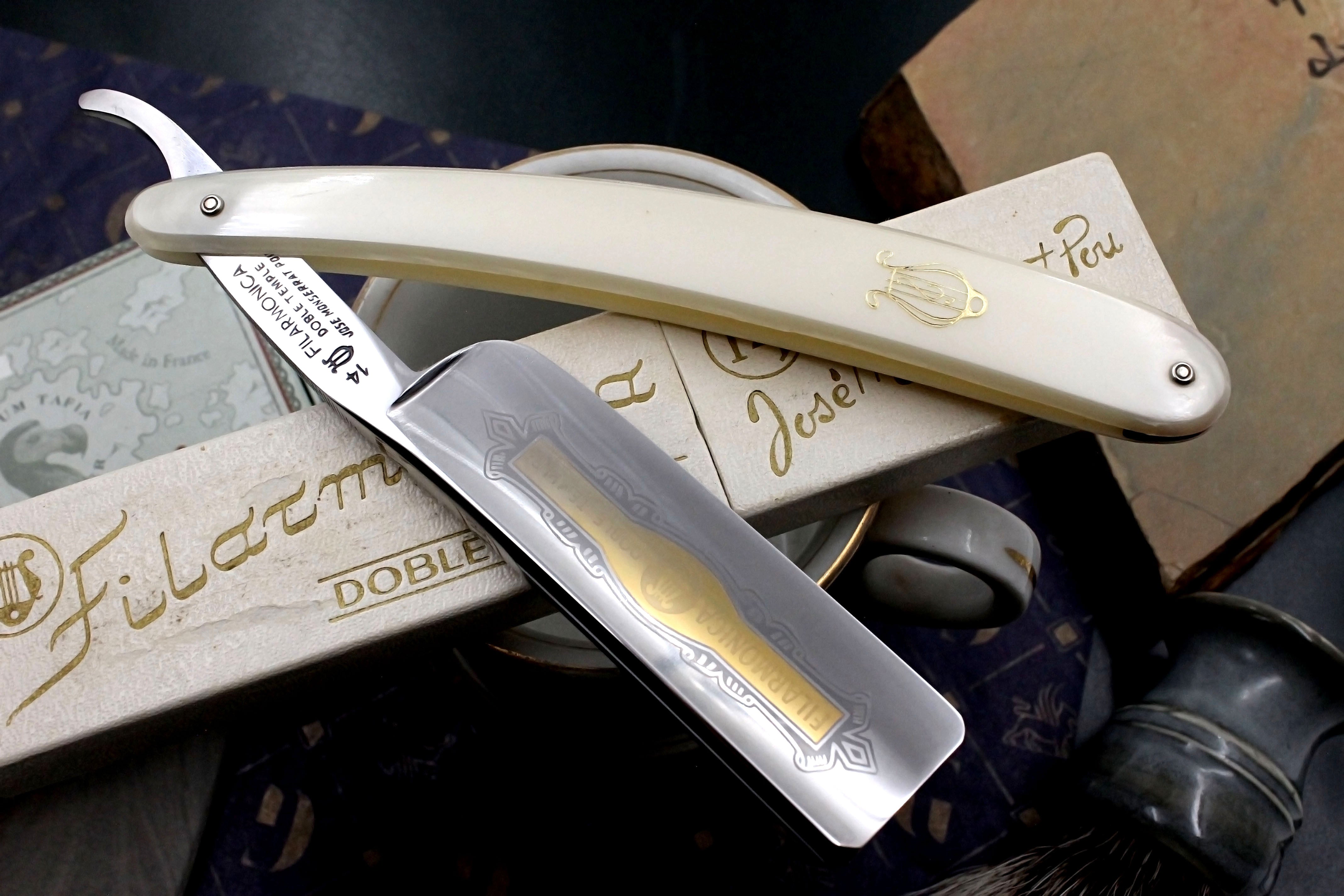 Filarmonica JMP Doble Temple No. 14 15/16" Full Hollow Blade - Near Pristine Vintage Spanish Straight Razor - Shave Ready