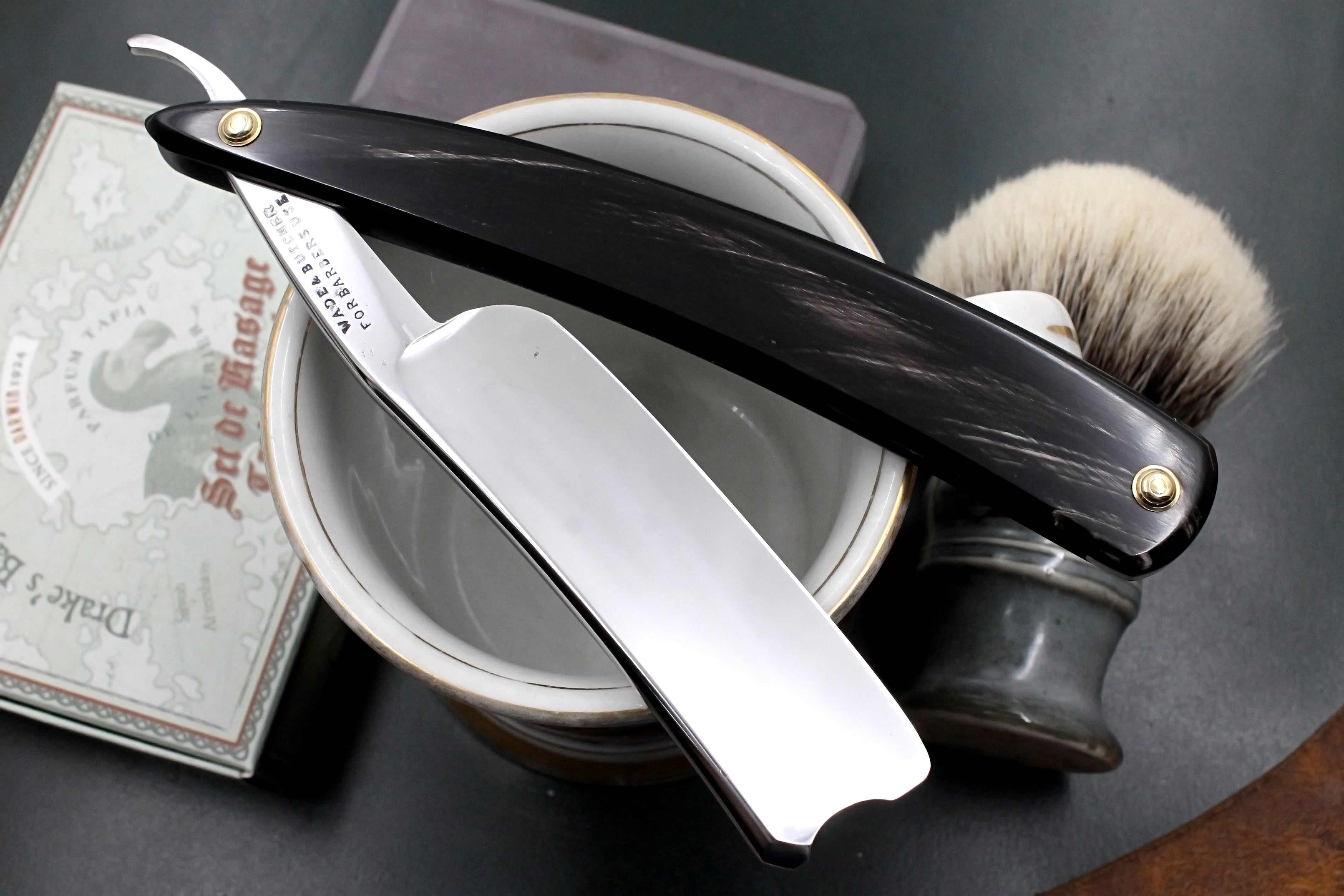 Wade & Butcher "For Barbers Use" - 15/16" Blade with Custom Horn Scales - Restored Sheffield Straight Razor - Shave Ready