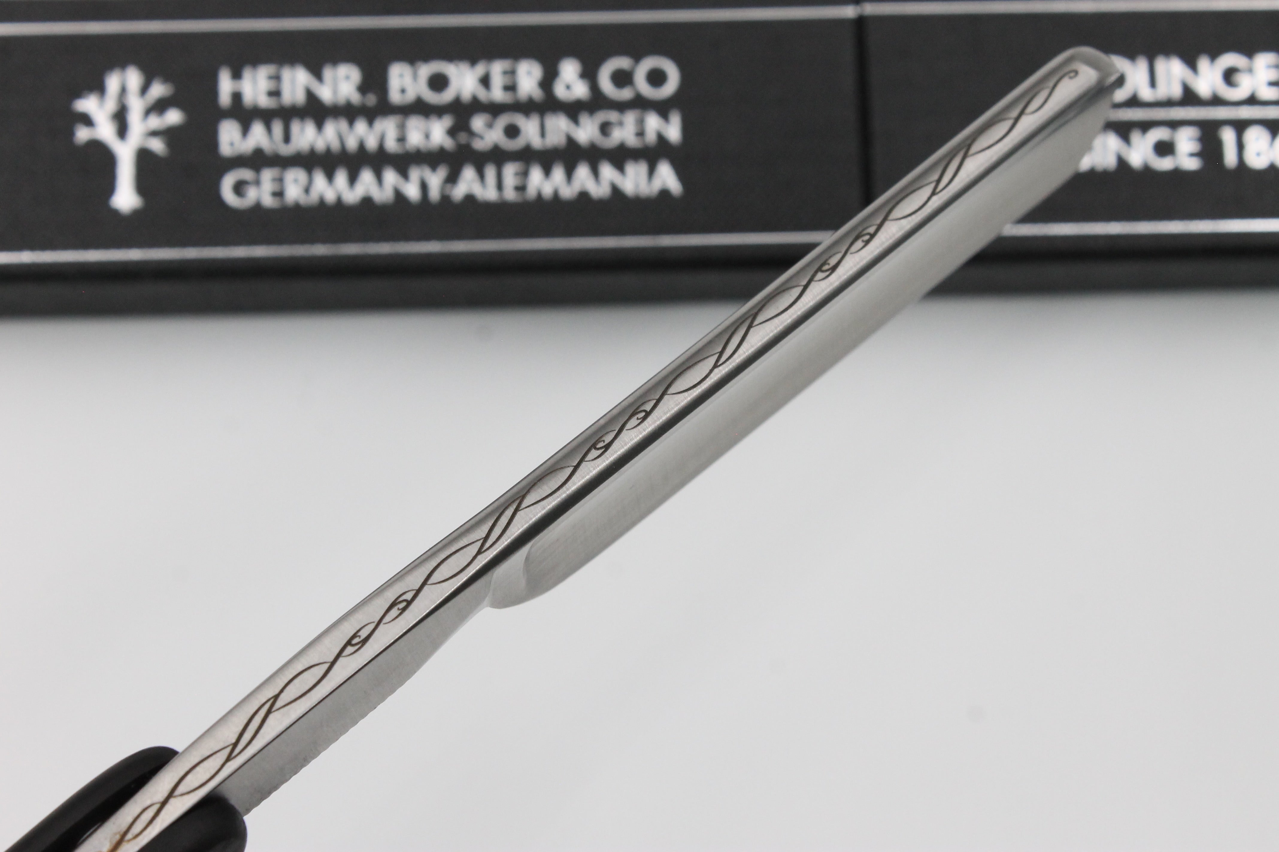 Boker The Celebrated 5/8 Full Hollow Blade with Ebony Wood Scales Solingen Straight Razor