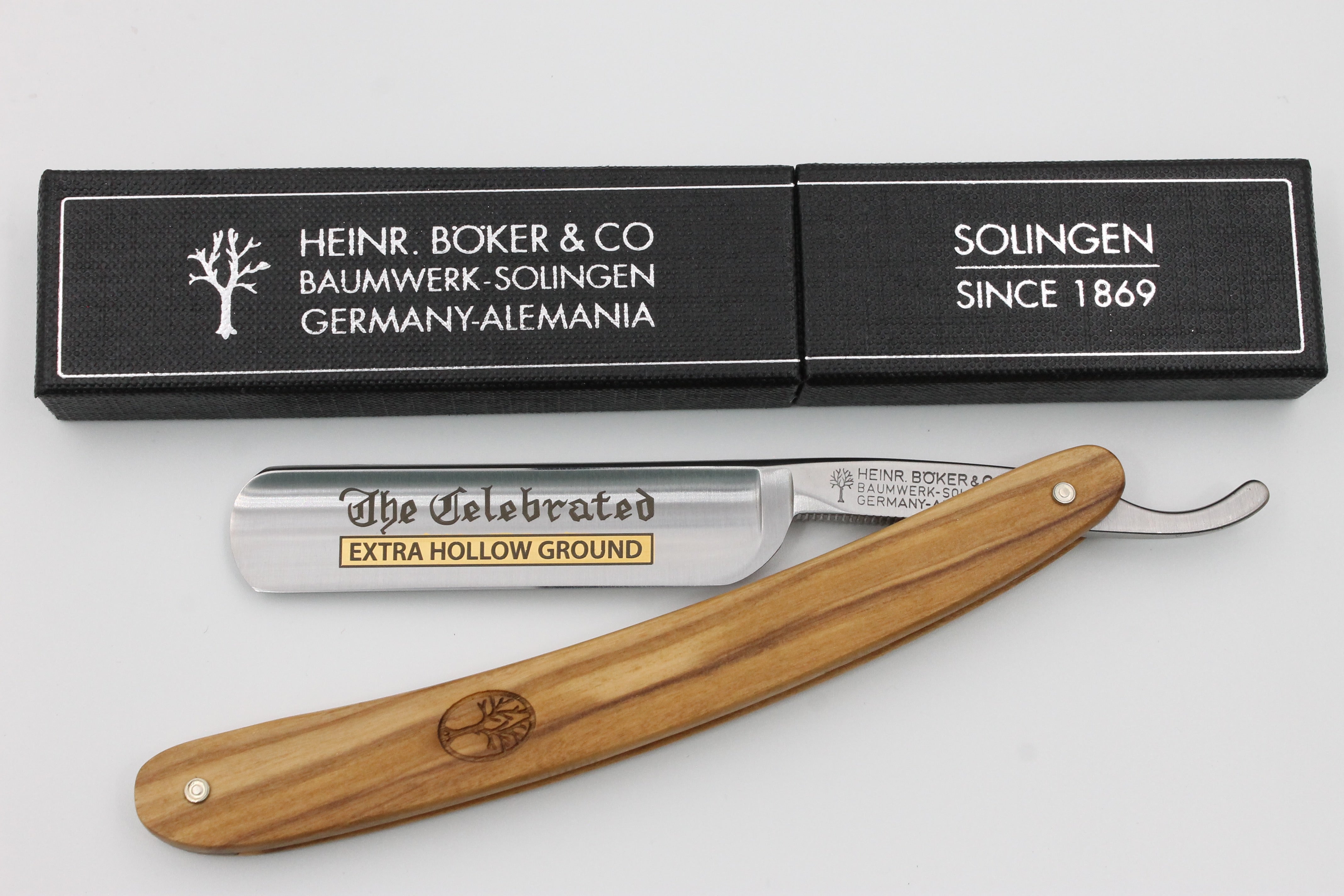 Boker The Celebrated 5/8 Full Hollow Blade with Olive Wood Scales Solingen Straight Razor