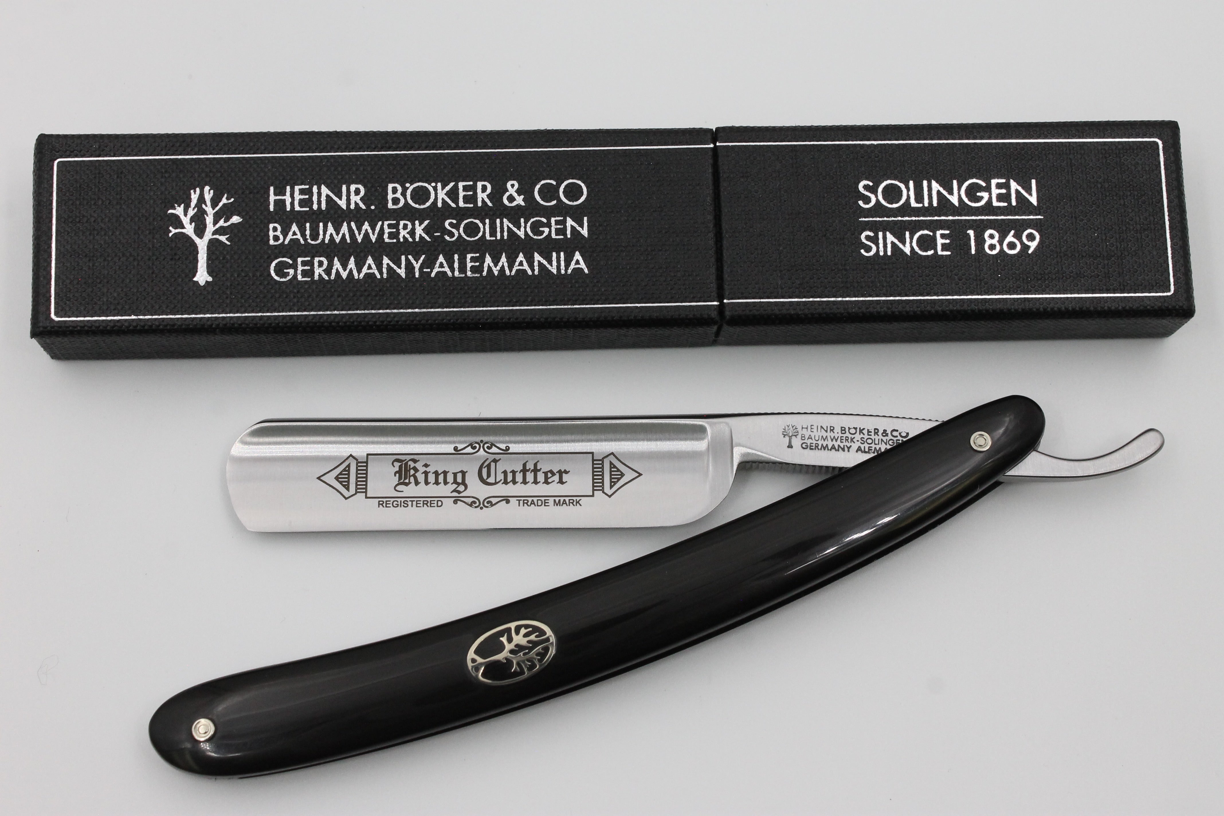 Boker King Cutter 5/8 Full Hollow Blade with Black Scales Solingen Straight Razor