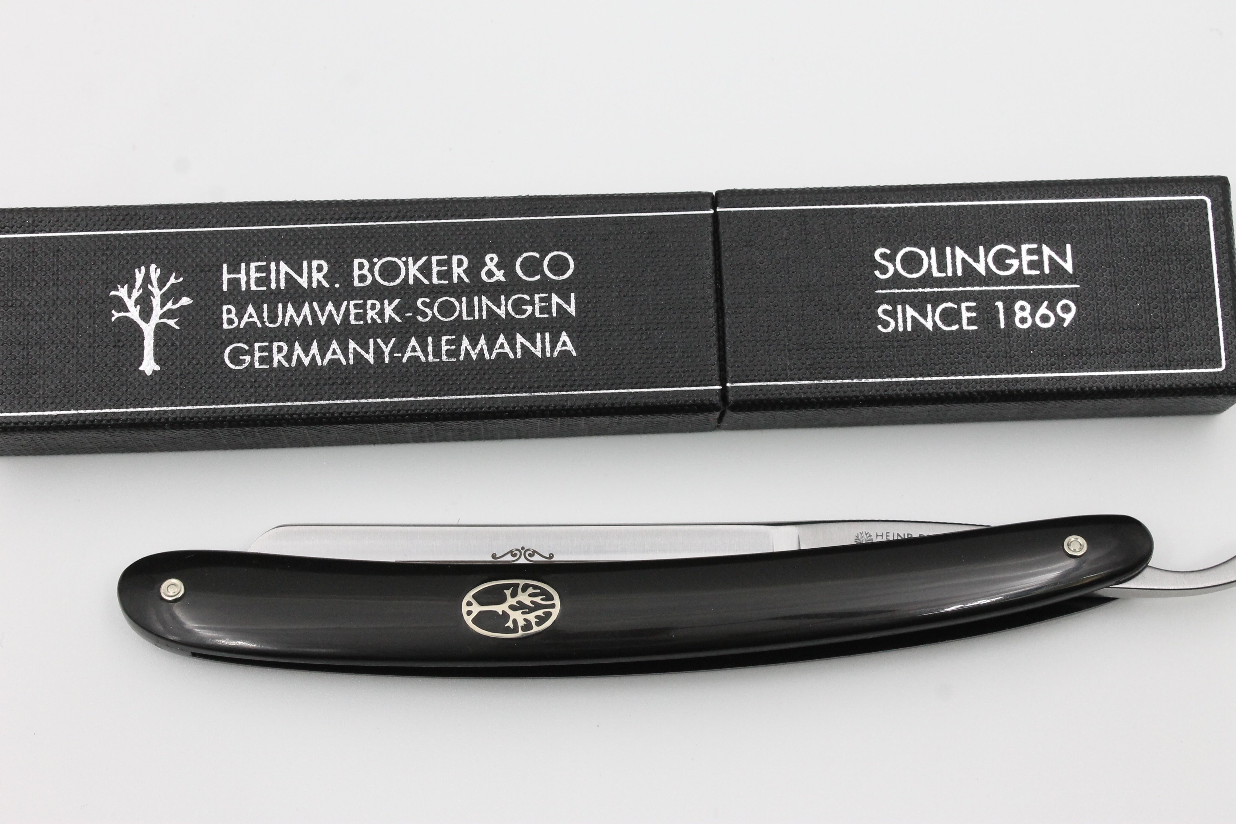 Boker King Cutter 5/8 Full Hollow Blade with Black Scales Solingen Straight Razor