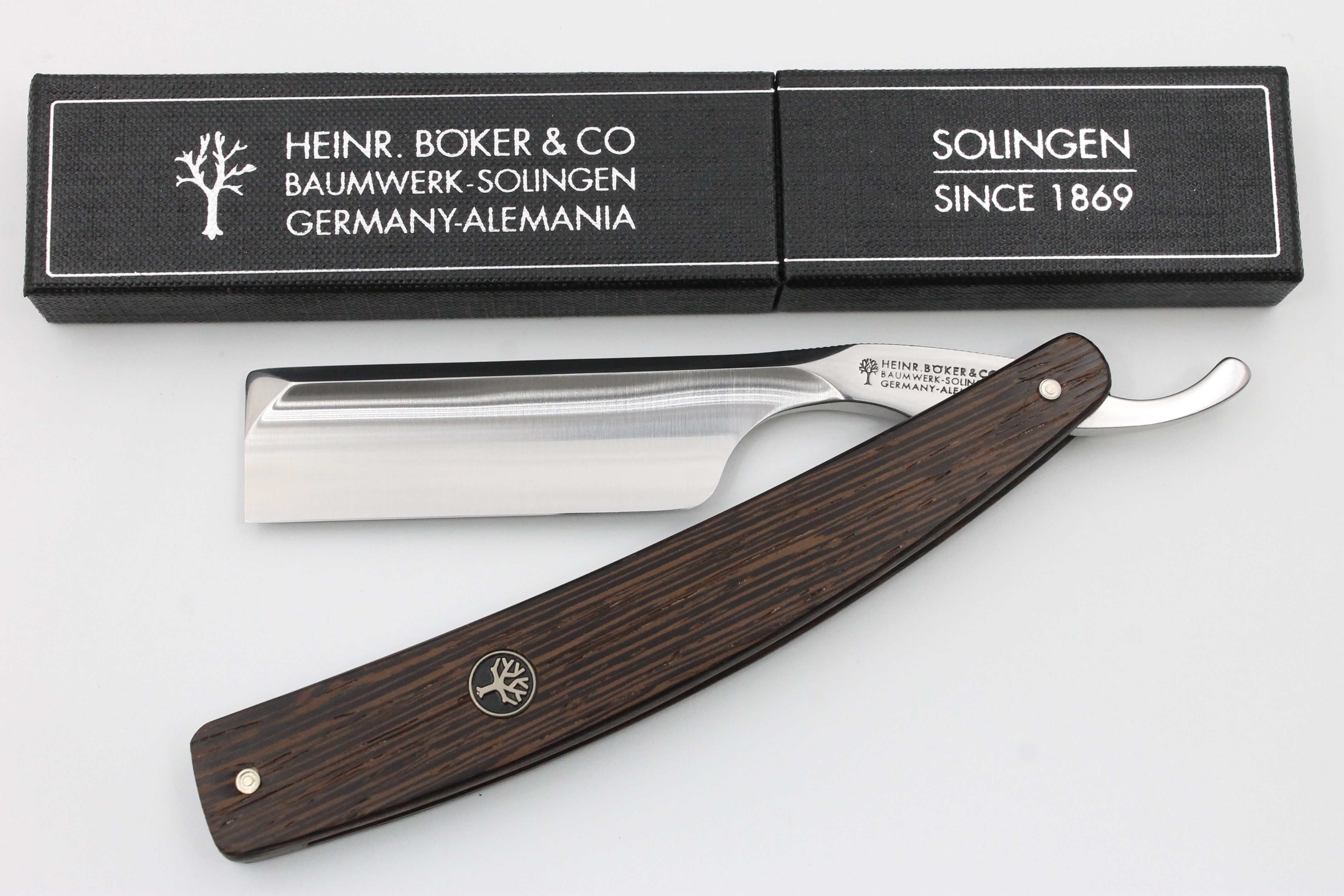 Boker The Celebrated 6/8 Singing Full Hollow Blade with Wenge Scales Solingen Straight Razor