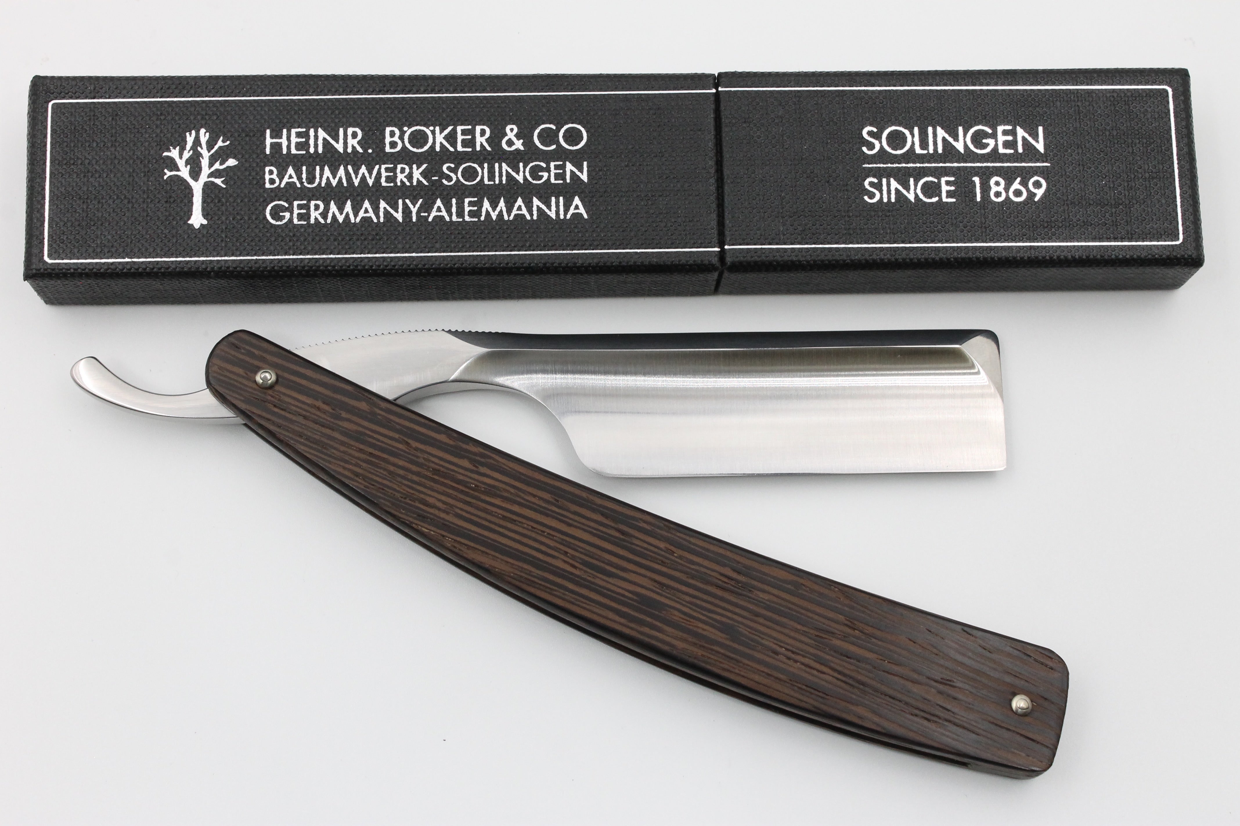 Boker The Celebrated 6/8 Singing Full Hollow Blade with Wenge Scales Solingen Straight Razor