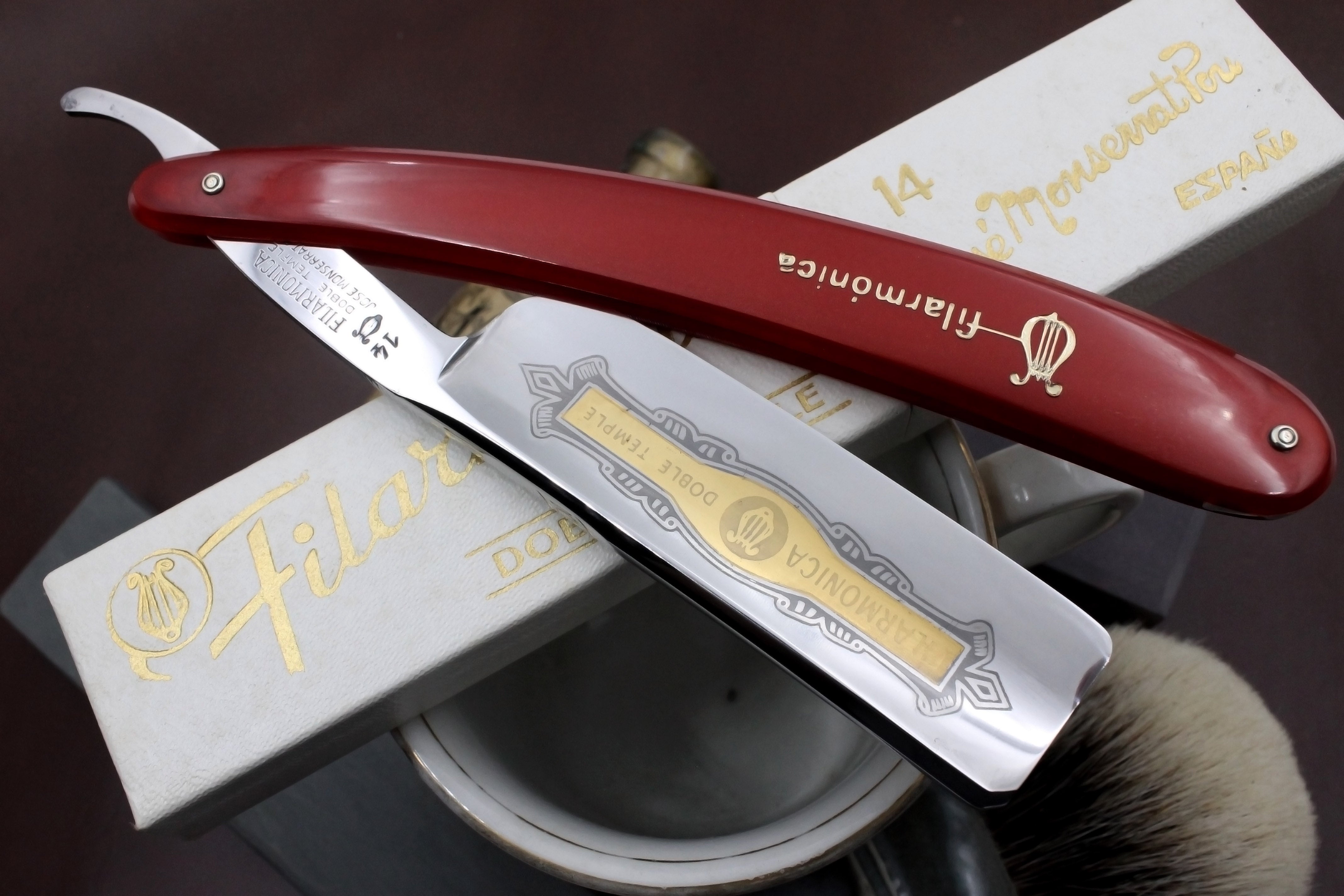 Filarmonica JMP Doble Temple No. 14 15/16" Full Hollow Blade - Near Pristine Vintage Spanish Straight Razor - Shave Ready