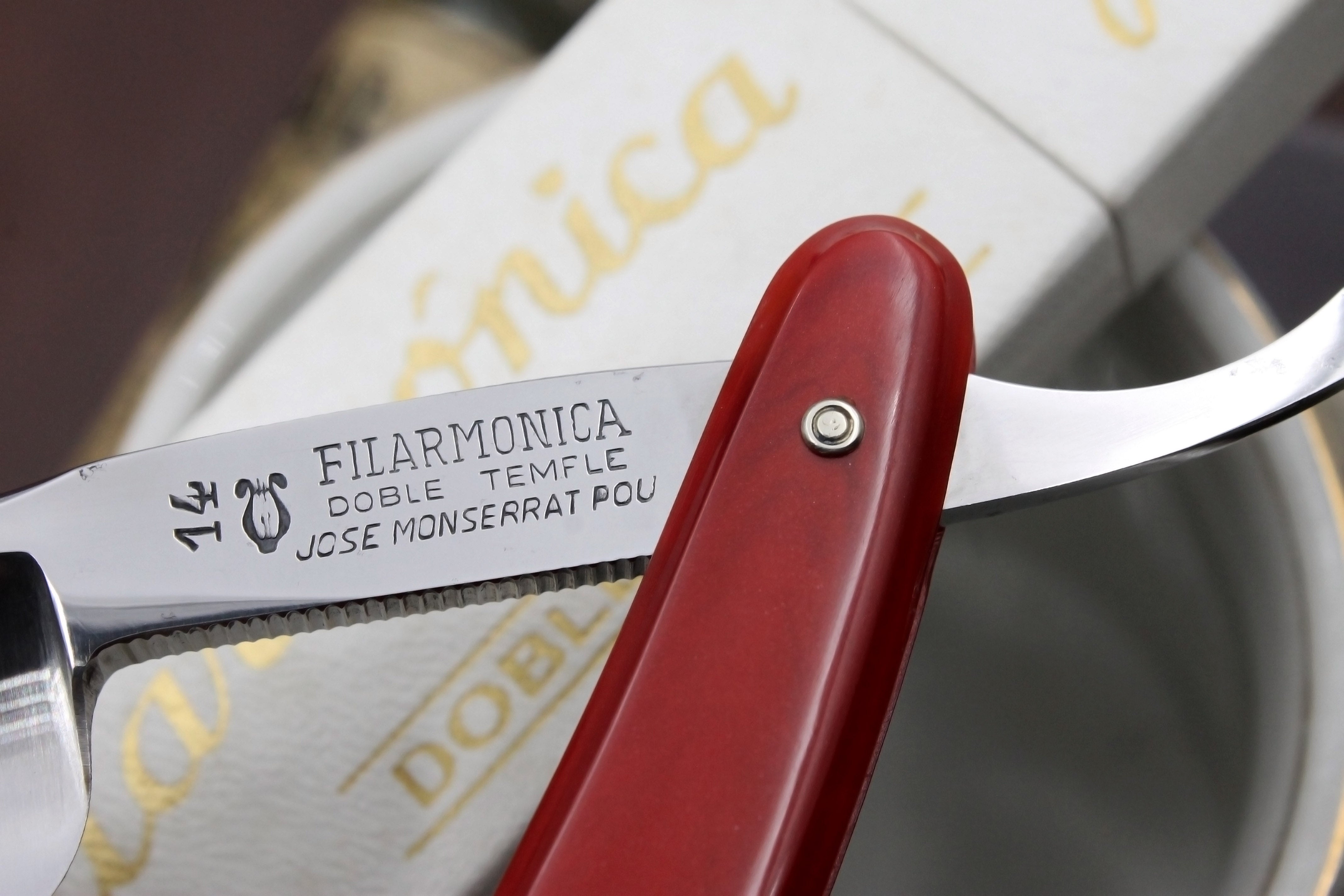 Filarmonica JMP Doble Temple No. 14 15/16" Full Hollow Blade - Near Pristine Vintage Spanish Straight Razor - Shave Ready