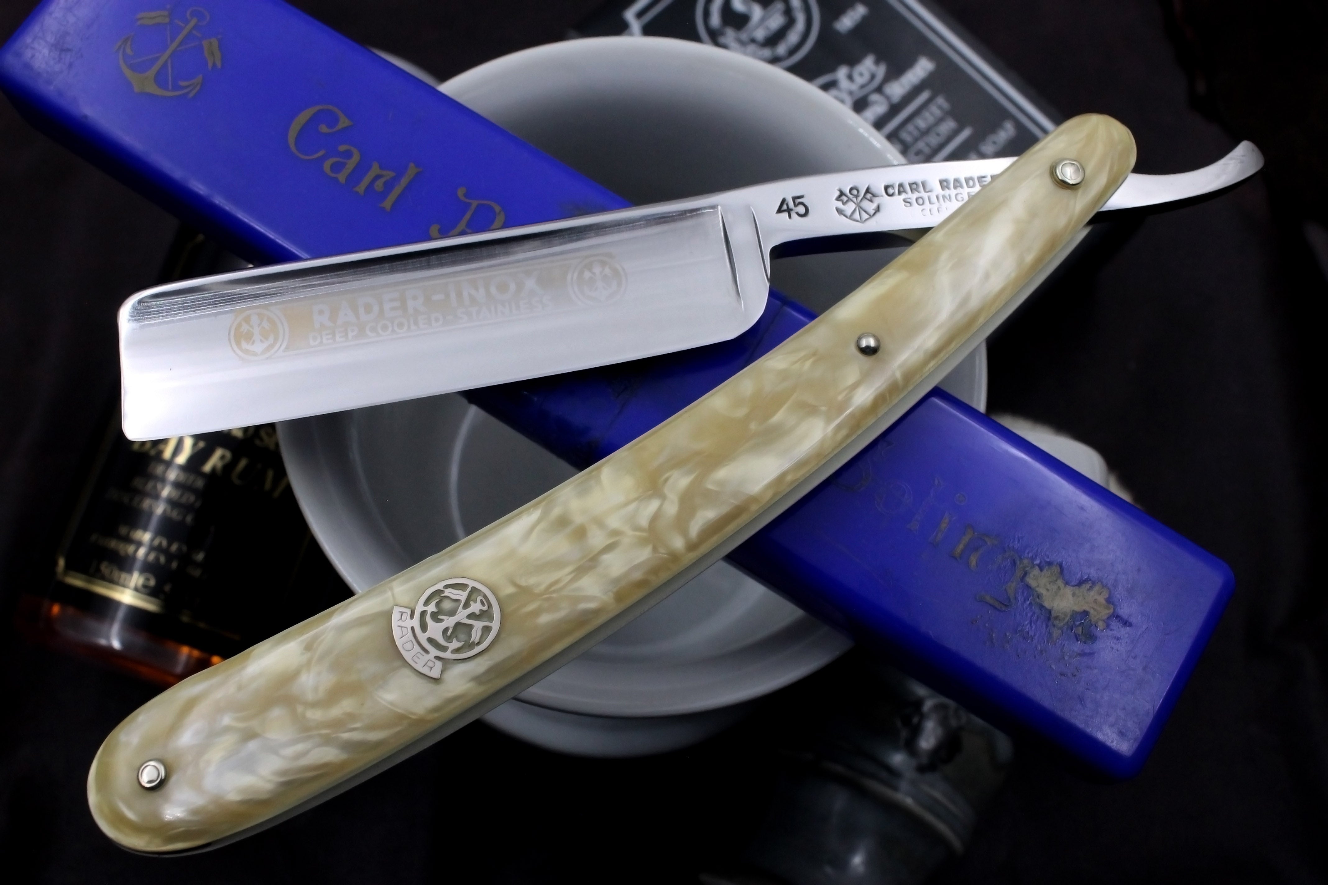 Carl Rader No. 45 Stainless 13/16 Full Hollow Blade - Excellent Restored Vintage Solingen Straight Razor - Shave Ready