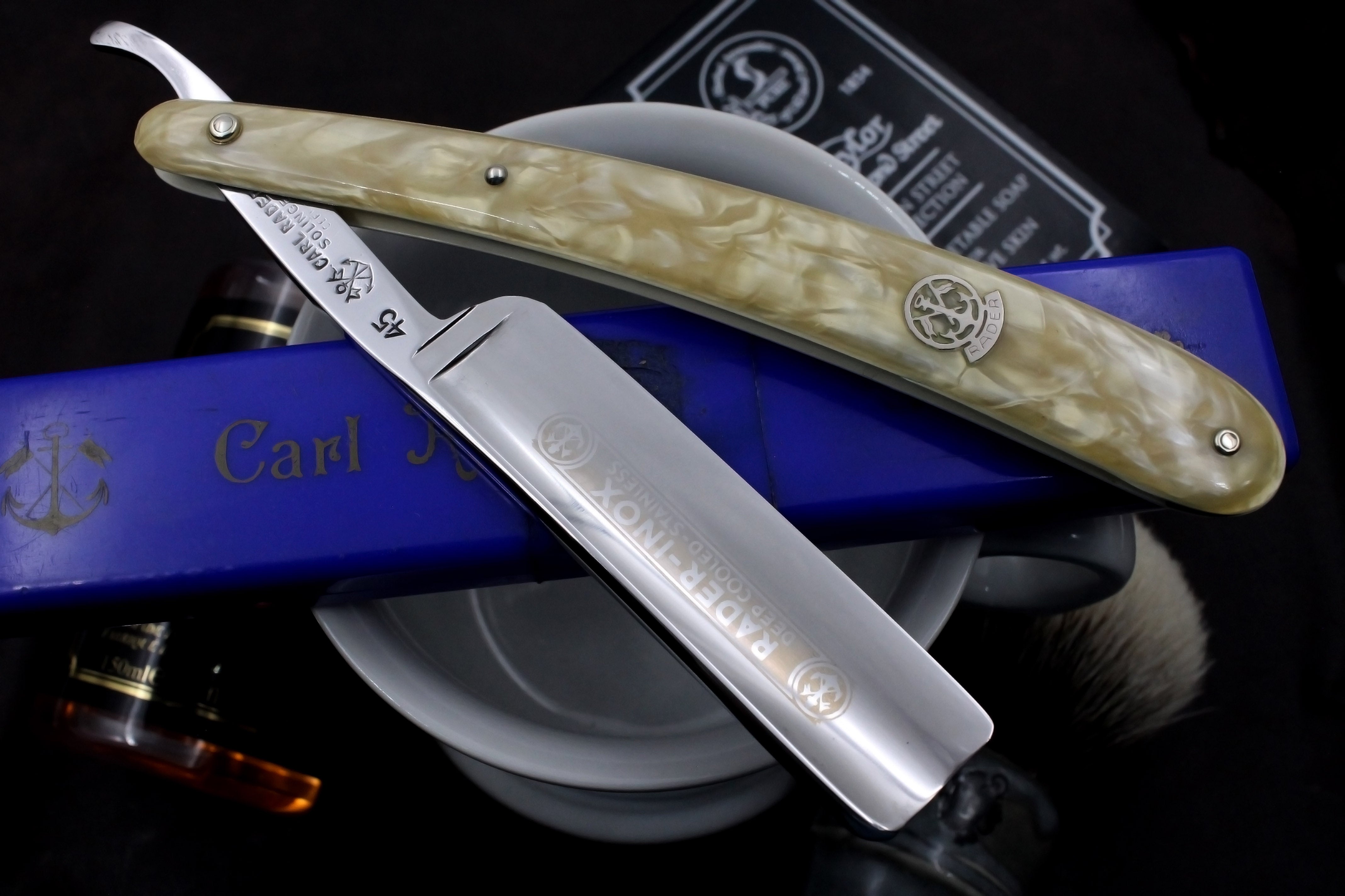 Carl Rader No. 45 Stainless 13/16 Full Hollow Blade - Excellent Restored Vintage Solingen Straight Razor - Shave Ready