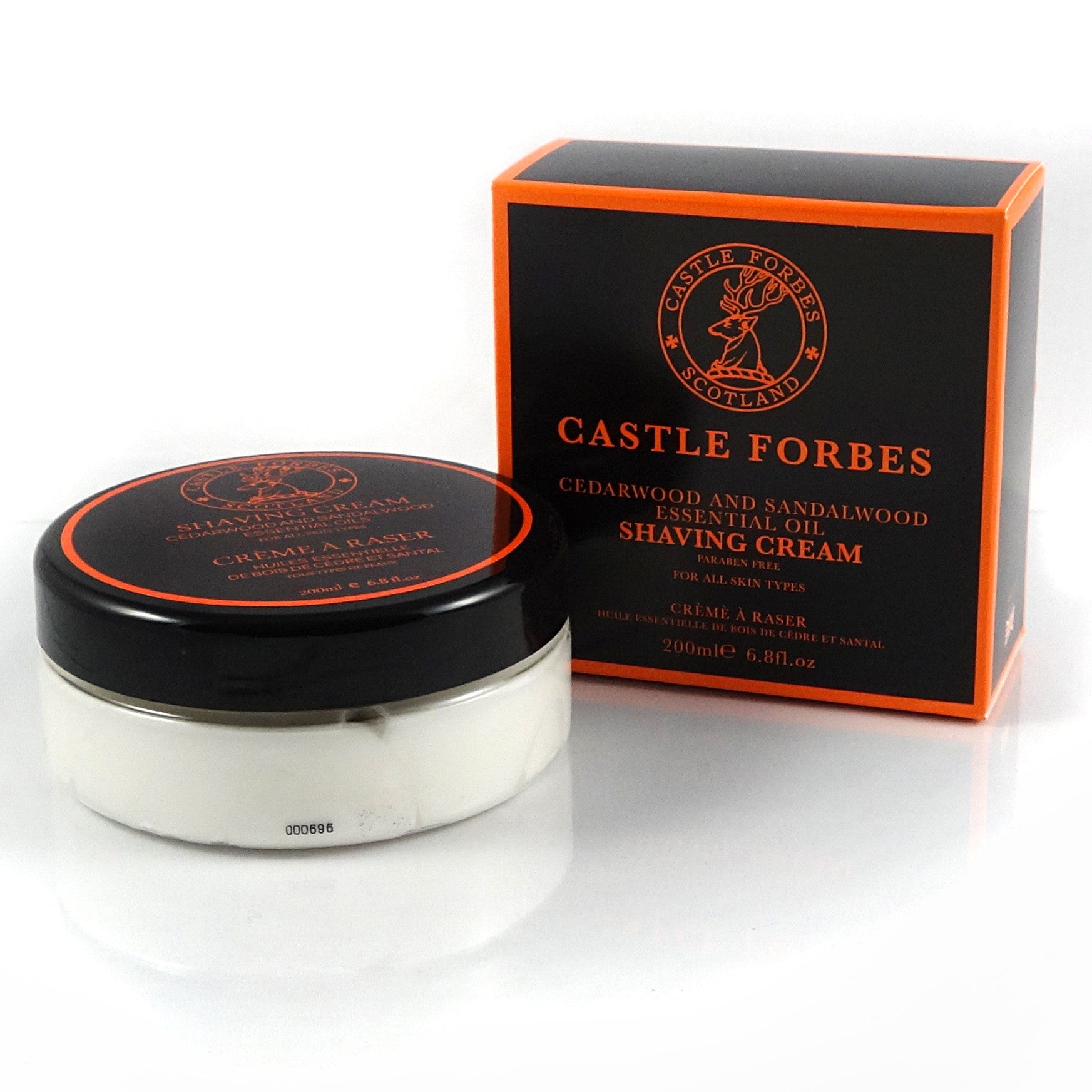 Castle Forbes Cedarwood & Sandalwood Essential Oil Shaving Cream – 200ml (6.8oz)