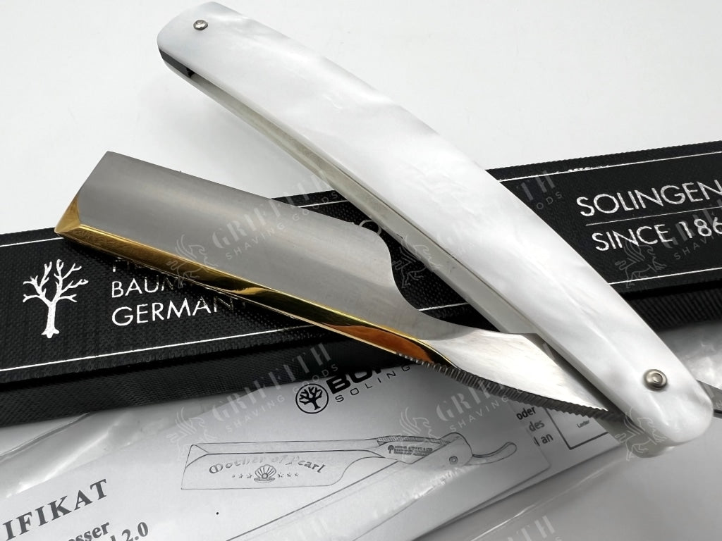 Boker Mother of Pearl 2.0 6/8 Singing Full Hollow Blade with Acrylic Scales Full Hollow Solingen Straight Razor